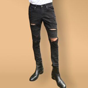 Rogue black ripped skinny tapered jeans